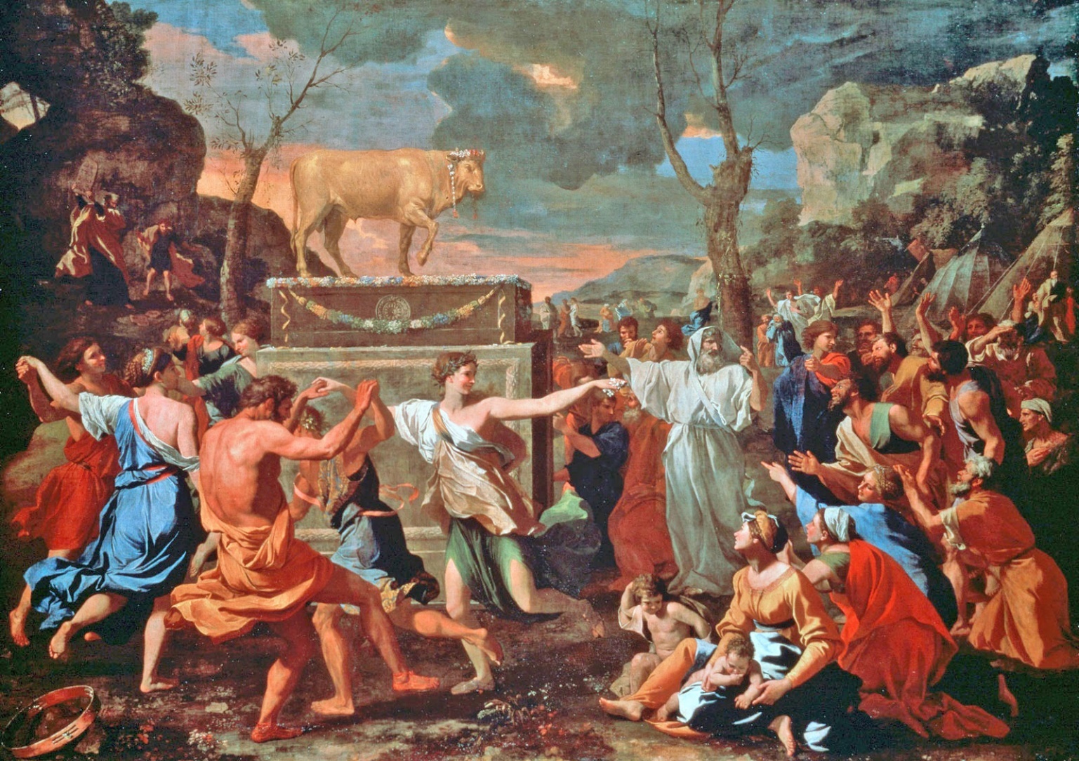 Painting of Israel dancing around the golden calf