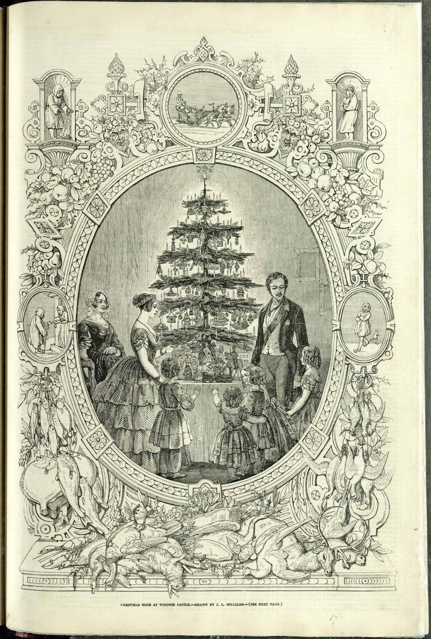 1848 Illustrated London News engraving of the Christmas tree at Windsor Castle