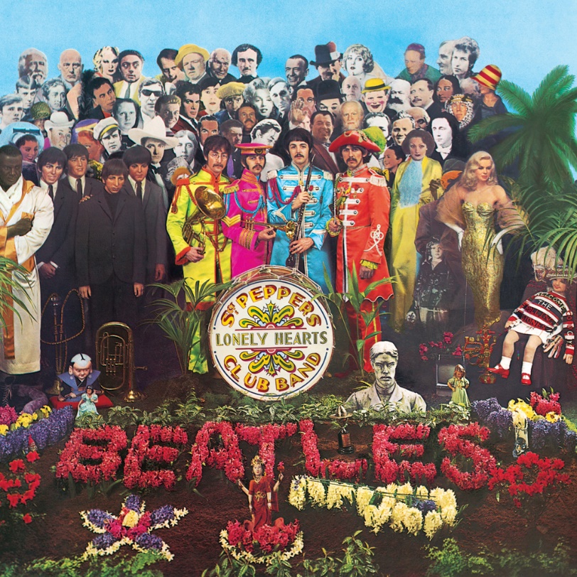 The Beatles’ Sgt. Pepper’s Lonely Hearts Club Band album cover.
