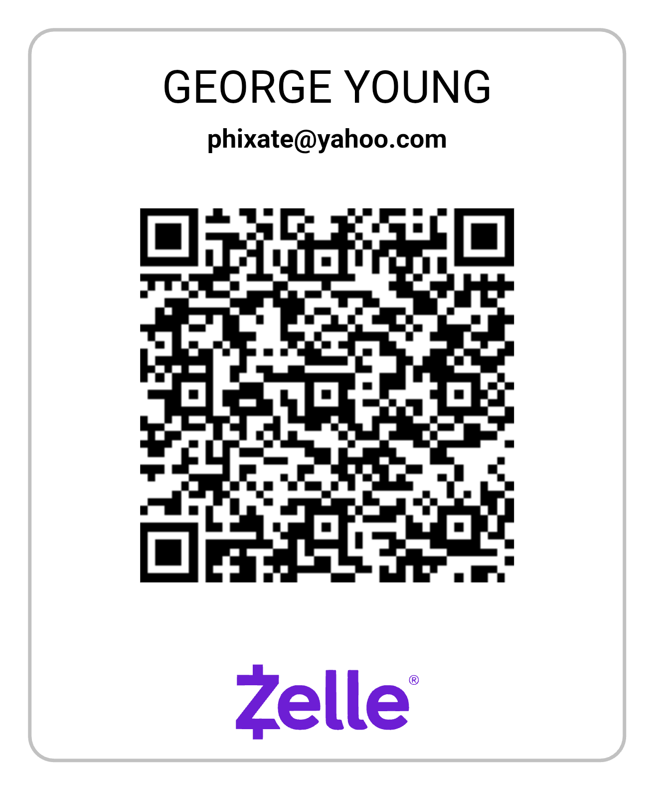 Zelle QR code for George Young